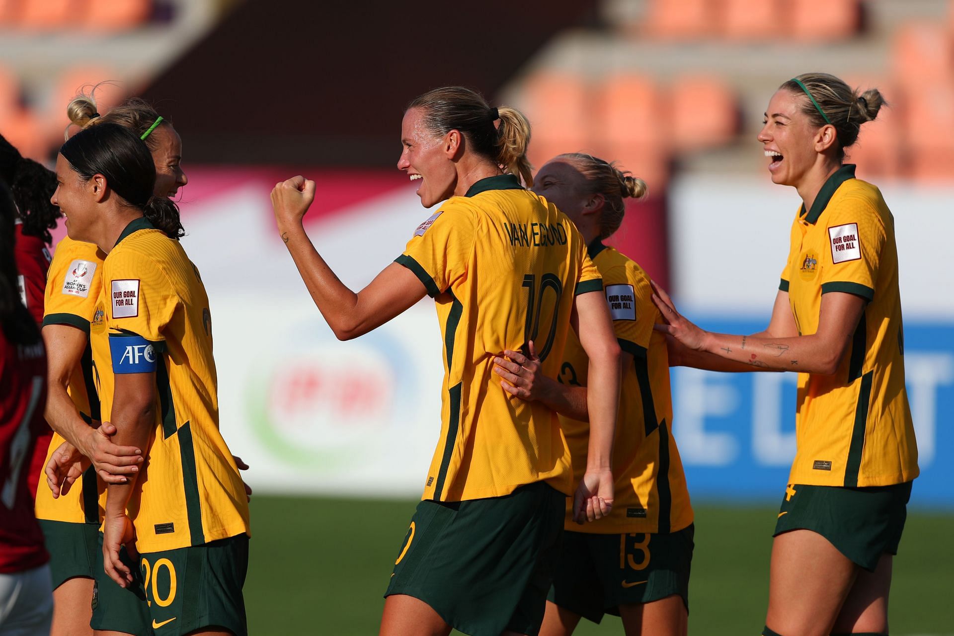 Emily van Egmond (C) scored four goals against Indonesia in their AFC Women's Asian Cup clash